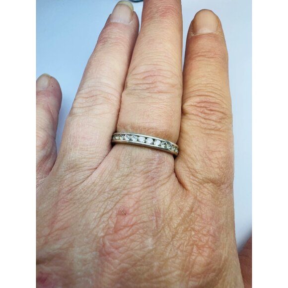 Estate Vintage Sterling Silver 925 CZ Eternity Band Wedding Ring Size 8.75 - Picture 4 of 8